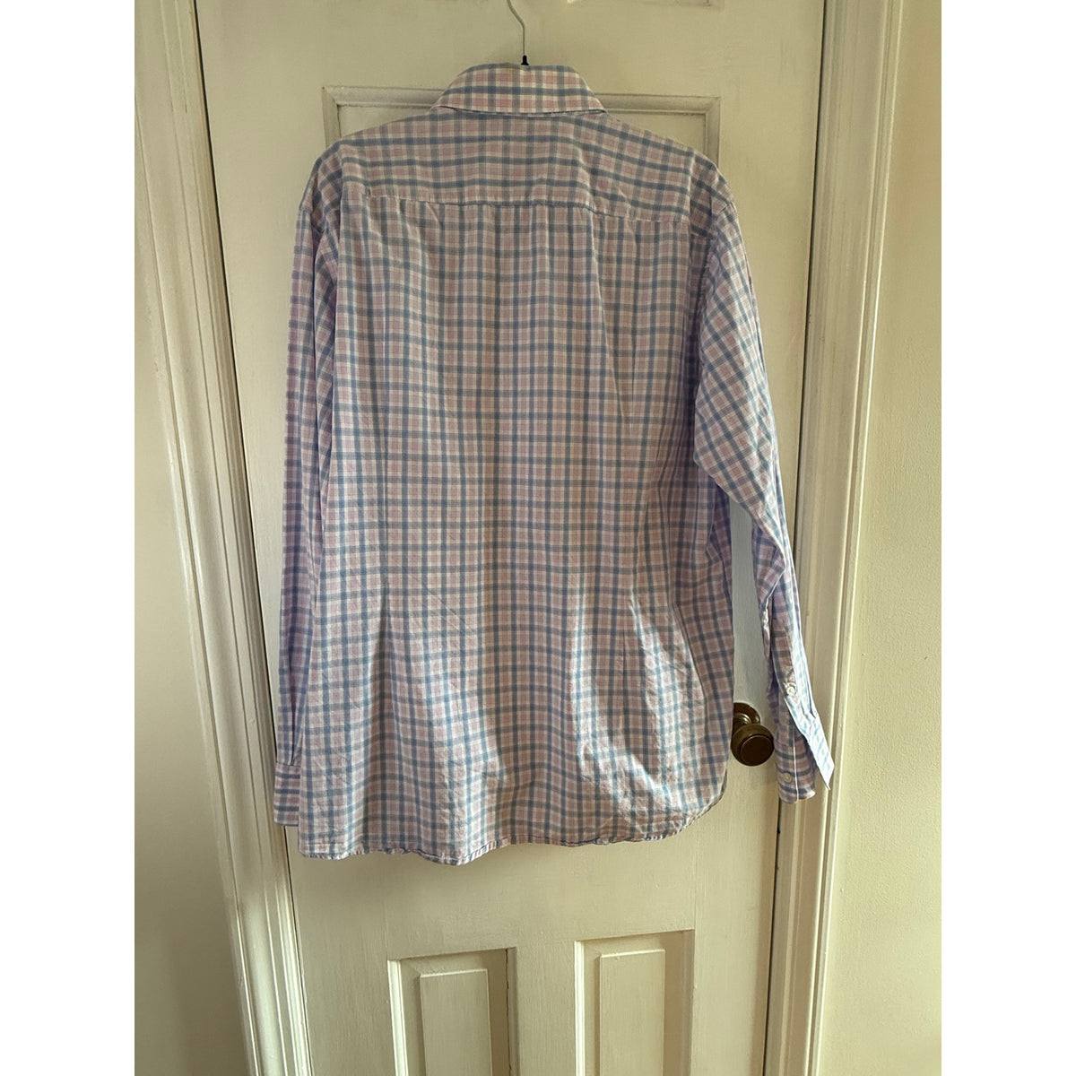Hugo Boss "Sharp Fit"  dress shirt a pink/blue plaid Sz16.5