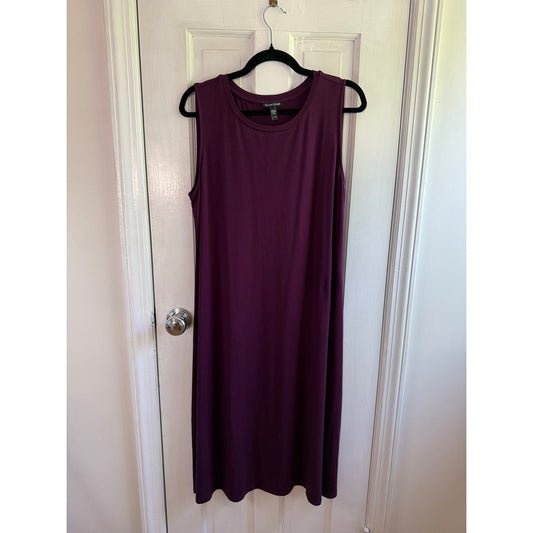 Eileen Fisher Purple Fine Jersey Sleeveless Tank Dress Petite Large PL EUC