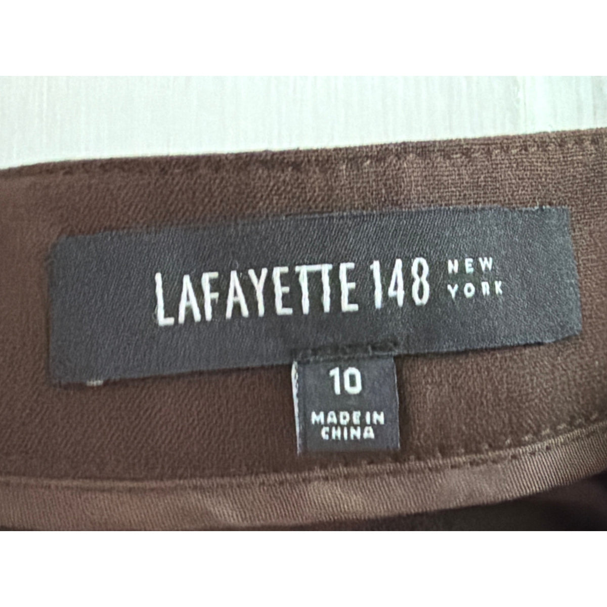 NWT Lafayette 148 Size 10  Espresso Brown Mid Rise Woman's Slim Style Pants