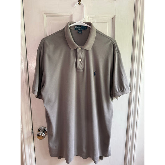 Vintage Polo Ralph Lauren Beige Polo Shirt Men's Navy Pony Large