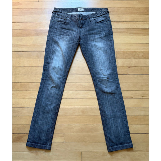 Y2K Free People Jeans Size 28 Gray Wash Straight Leg Distressed Denim