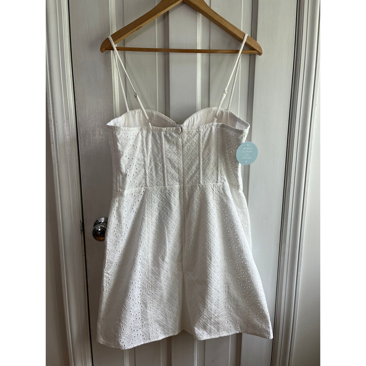 Hill House Home The Kitty Dress - White Eyelet Mini - Size Large - NWT
