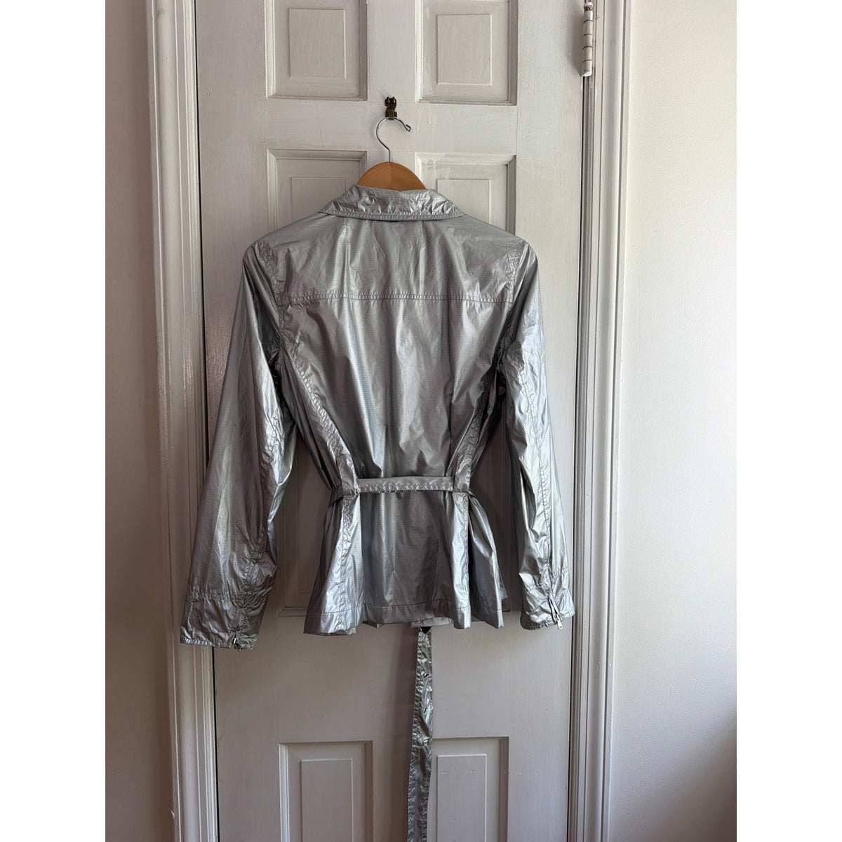 Vintage Lauren Ralph Lauren Metallic Silver Belted Rain Jacket Safari Utility Medium