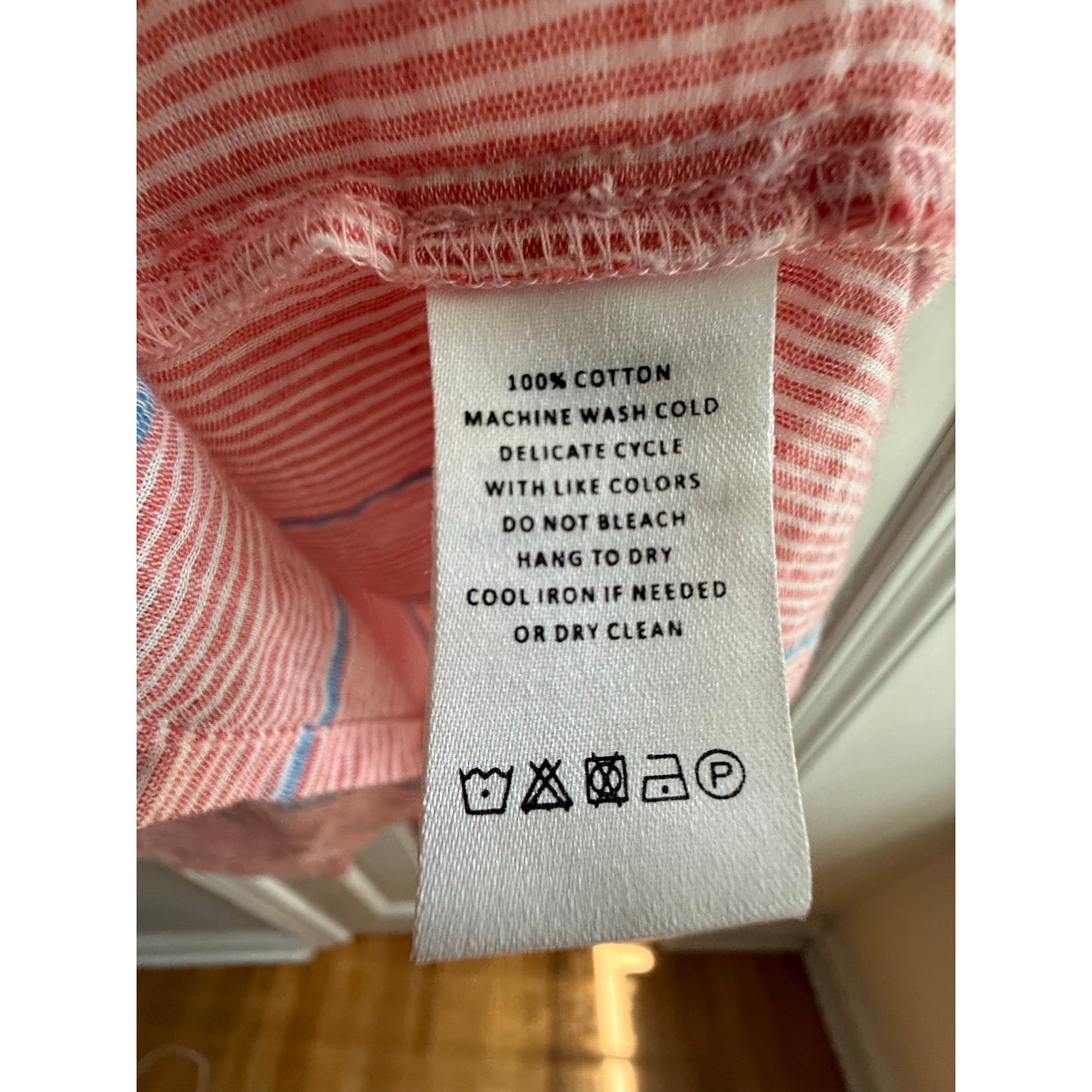 Lilla P Women's Size XS Peach & White Striped Short Sleeve Blouse