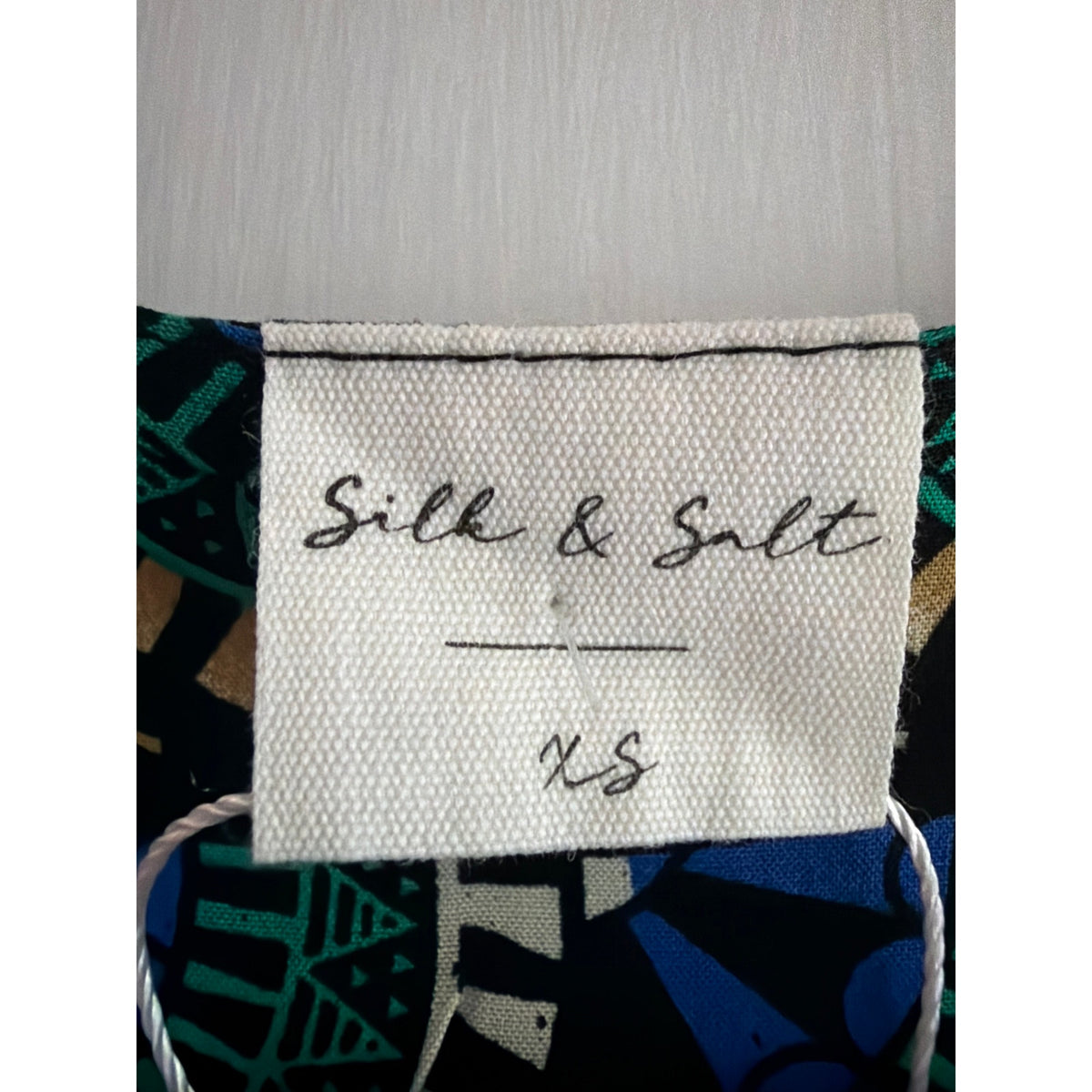 Silk And Salt Size XS Black, Yellow, Green Pattern Wrap Around Dress