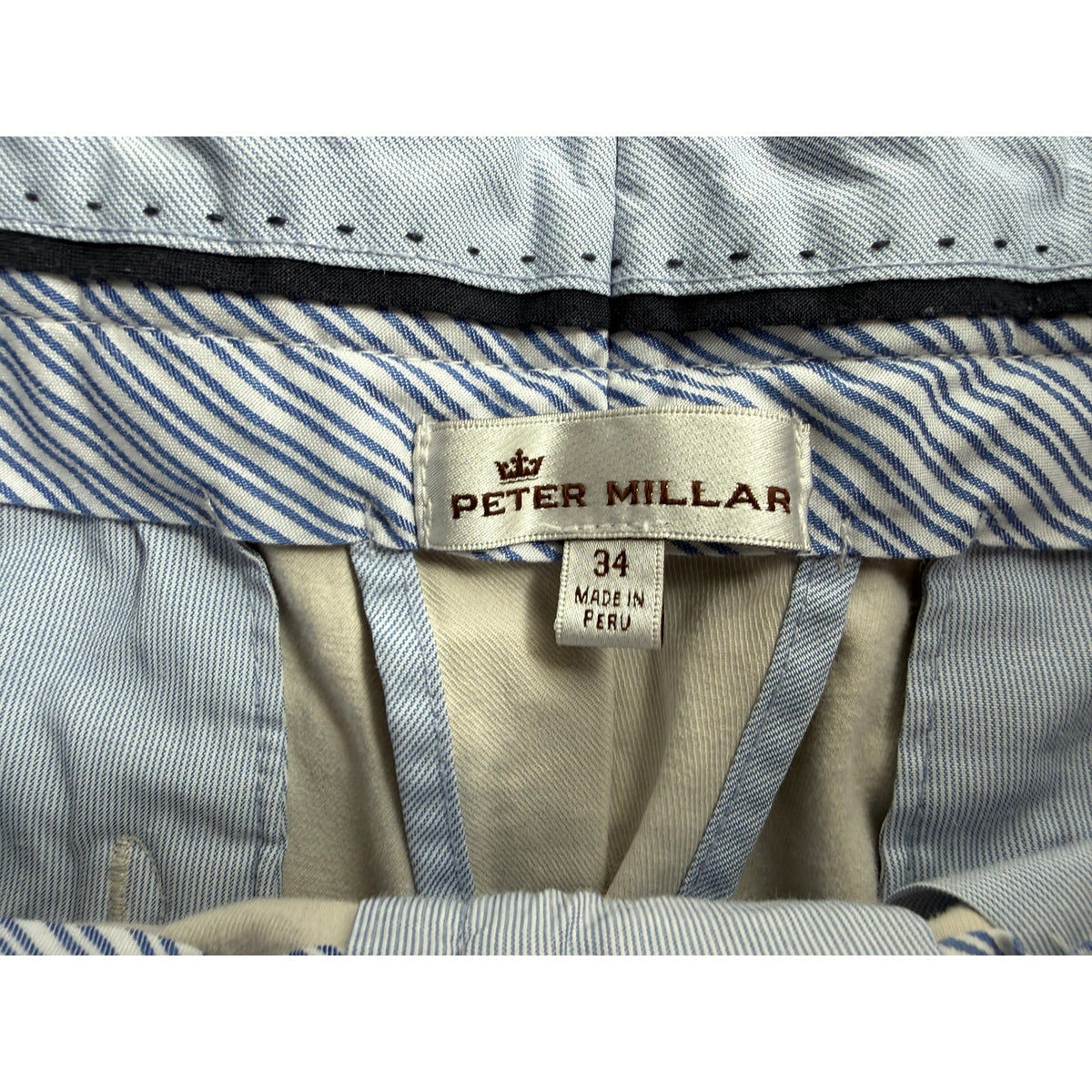 Peter Millar Pima Cotton Chino Shorts - Men's Size 34 - Beige/Tan