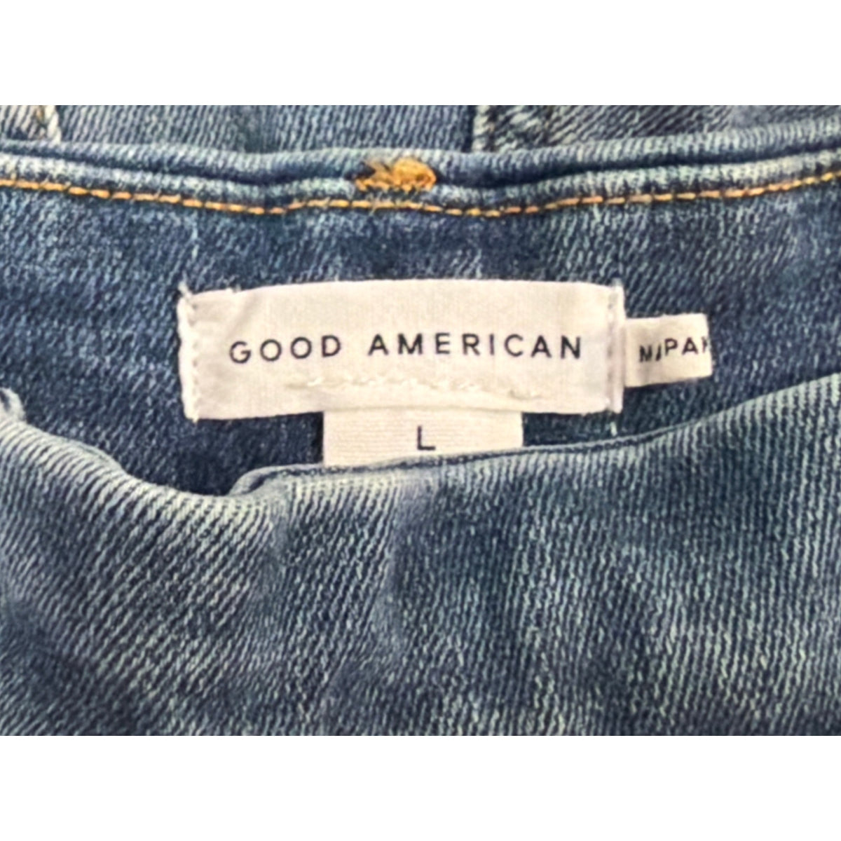 Good American Pull On Straight Jeans Womens Large Indigo Blue Stretch Denim L
