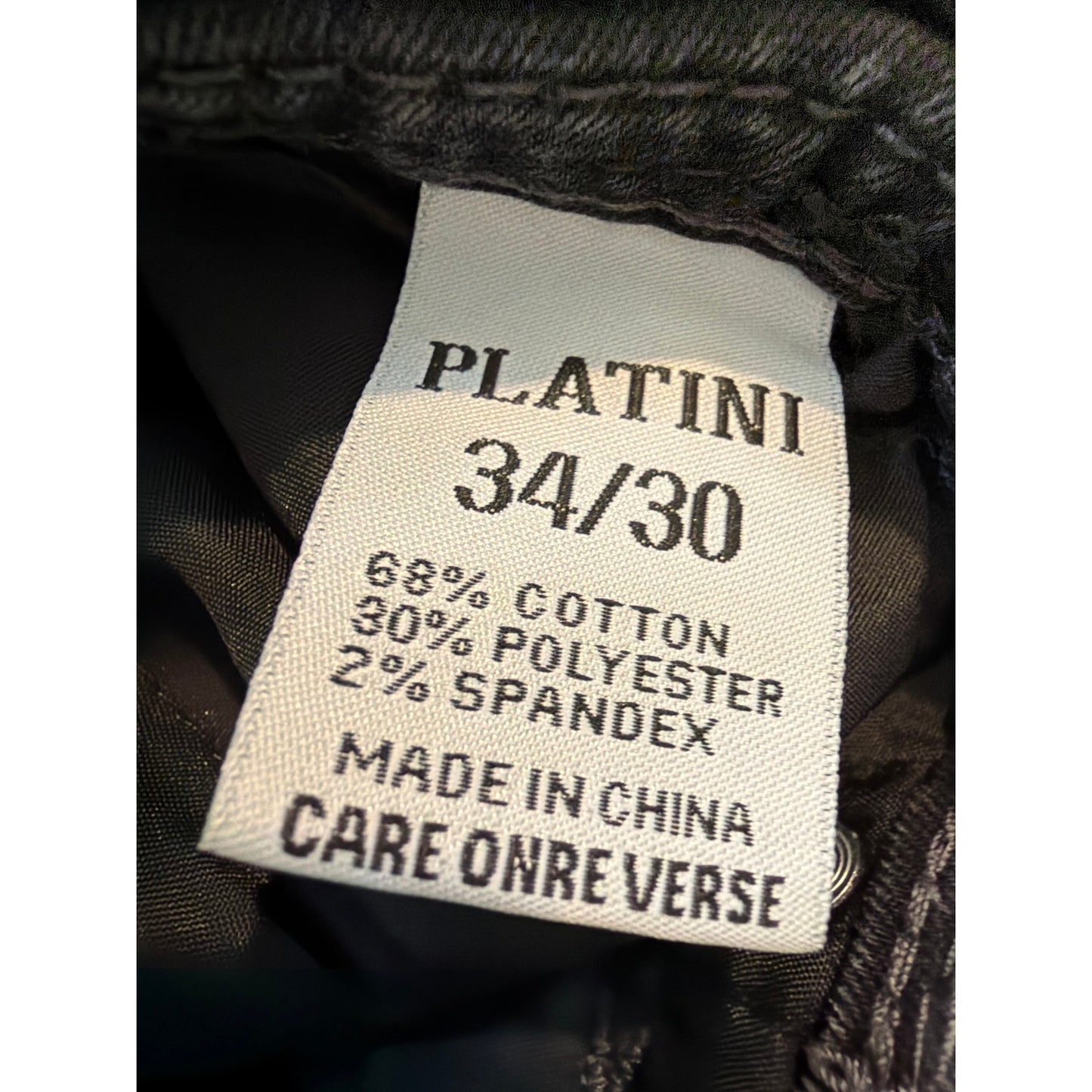 Platini Size 34 Black Triple Threaded Bootcut Mens Jeans