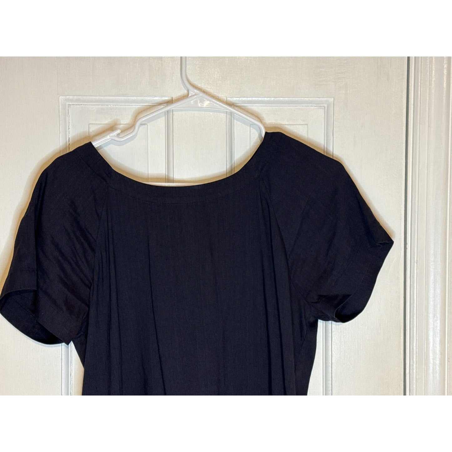Theory Caliver Lace Back Stretch Linen Dress Raglan Sleeves black Womens Size 4