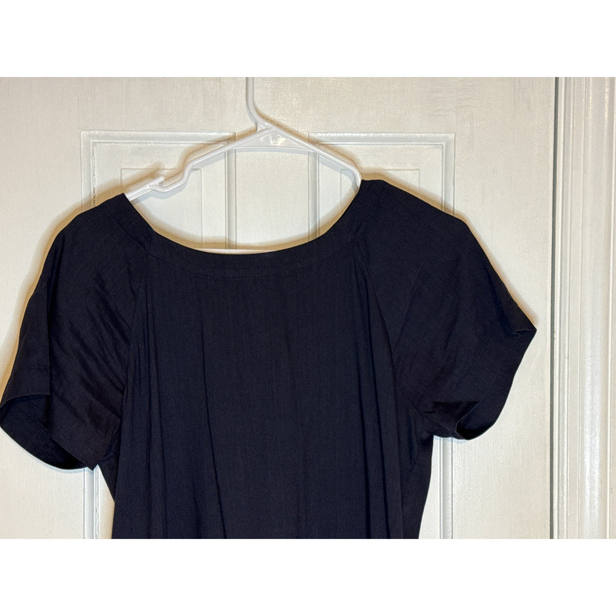Theory Caliver Lace Back Stretch Linen Dress Raglan Sleeves black Womens Size 4