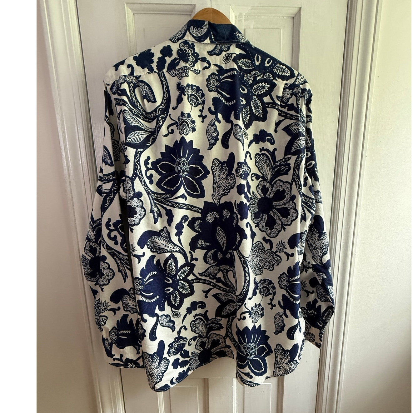 Vintage Polo Ralph Lauren Wallace White shirt with Blue paisely Men's