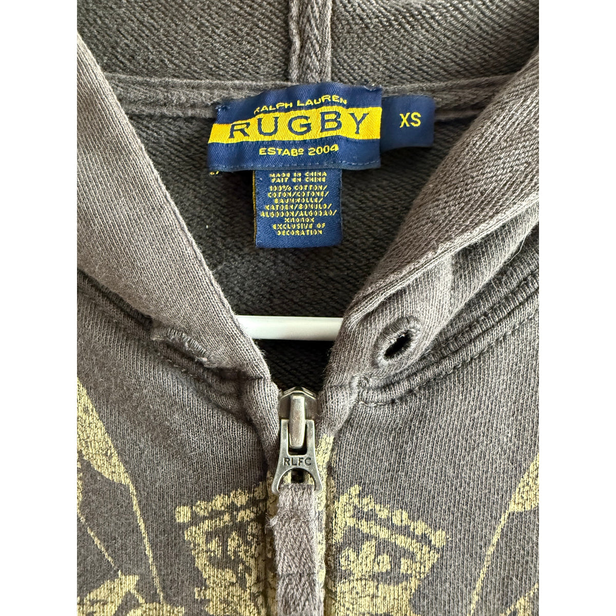 RARE VINTAGE Ralph Lauren Rugby Skull Zip Up Hoodie Small