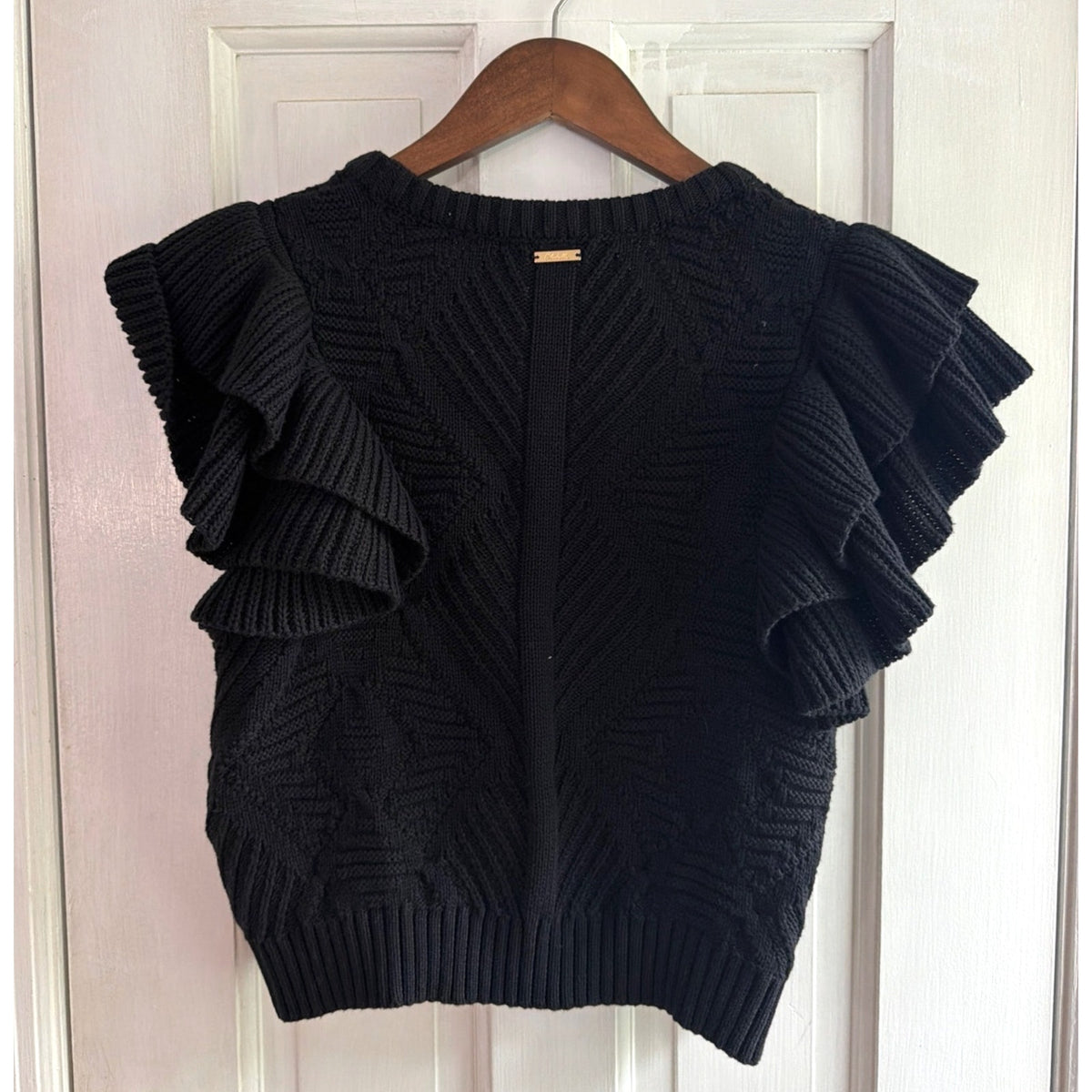 Cleobella Cable Knit Ruffle Sleeveless Sweater Vest - Small 