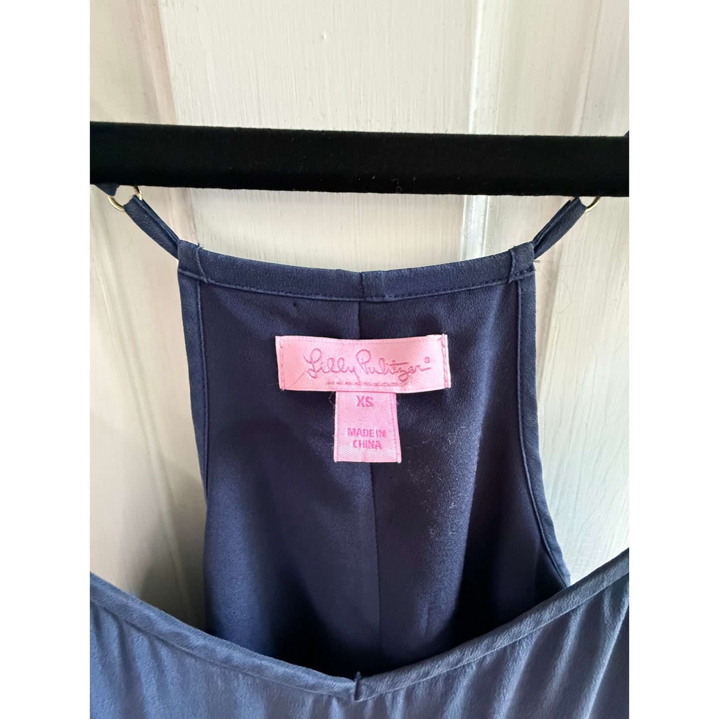 Lilly Pulitzer Dusk 100% Silk Racerback Slip Dress Navy Blue XS EUC
