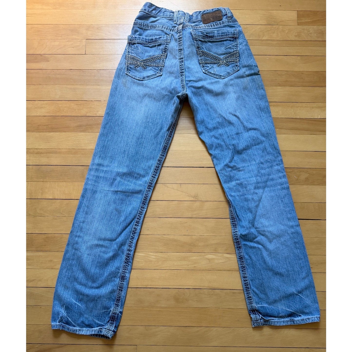 BKE Tyler Men's Straight Jeans 32L Light Wash Distressed EUC