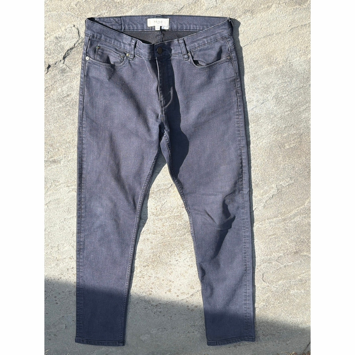 Reiss Mens Charcoal Grey Slim Fit Stretch Denim Jeans 30R Faded Black Clean