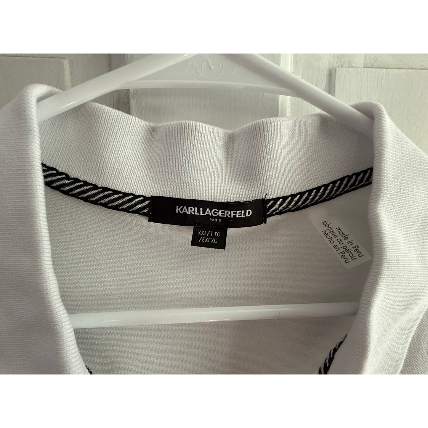 Karl Lagerfeld Paris Men’s Size XXL White Liquid Cotton Polo Shirt EUC