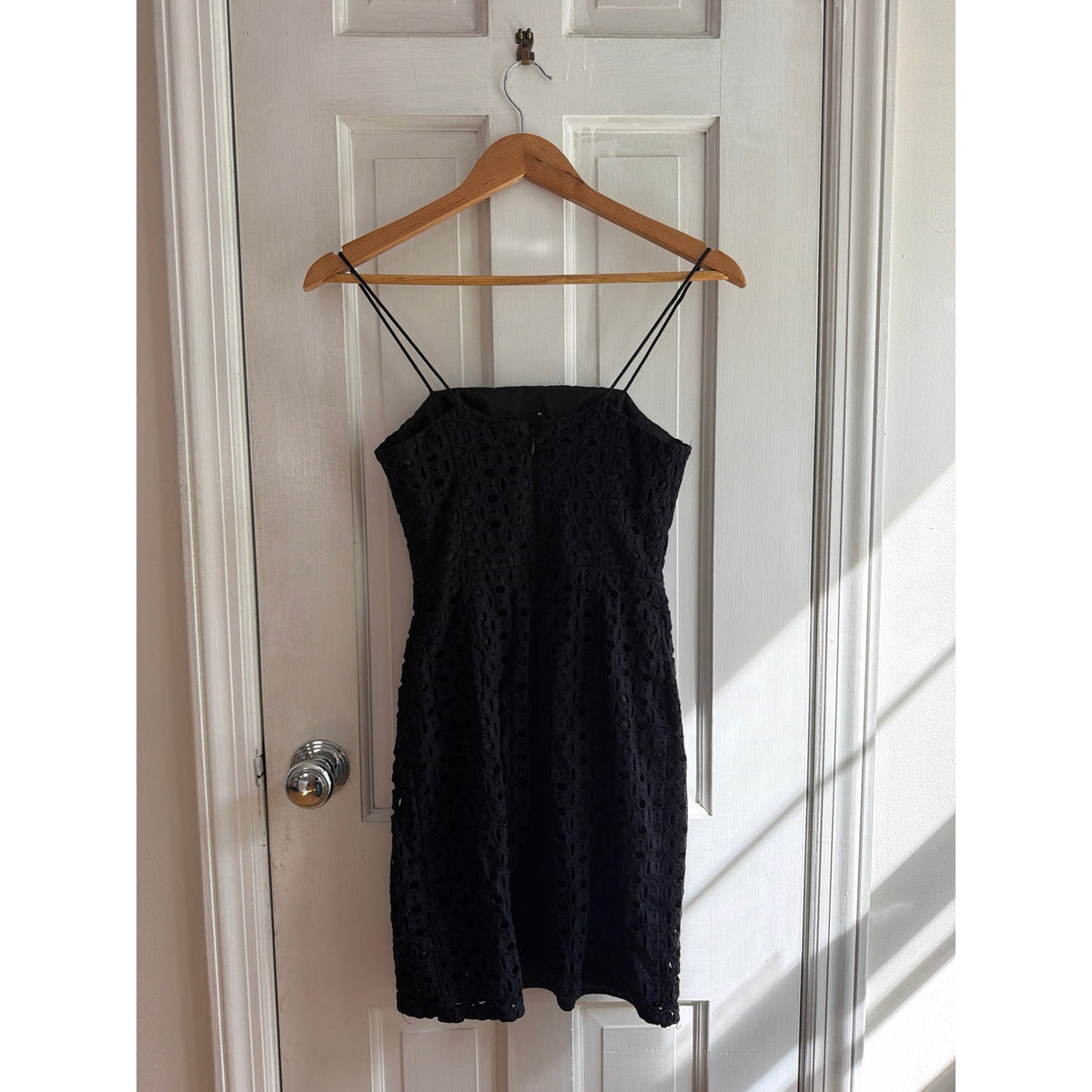 Banana Republic Black Cotton Eyelet Spaghetti Strap Mini Dress 00P