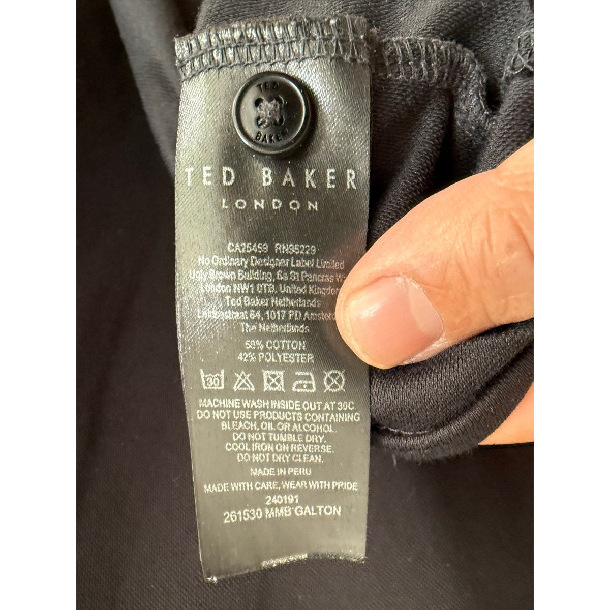 Ted Baker Black Knit Polo Shirt Men's Size 4(Medium) Short Sleeve EUC