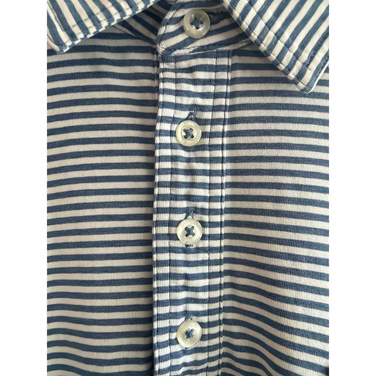 Johnie-O Hangin' Out Size XL Men's White Blue Stripe Polo