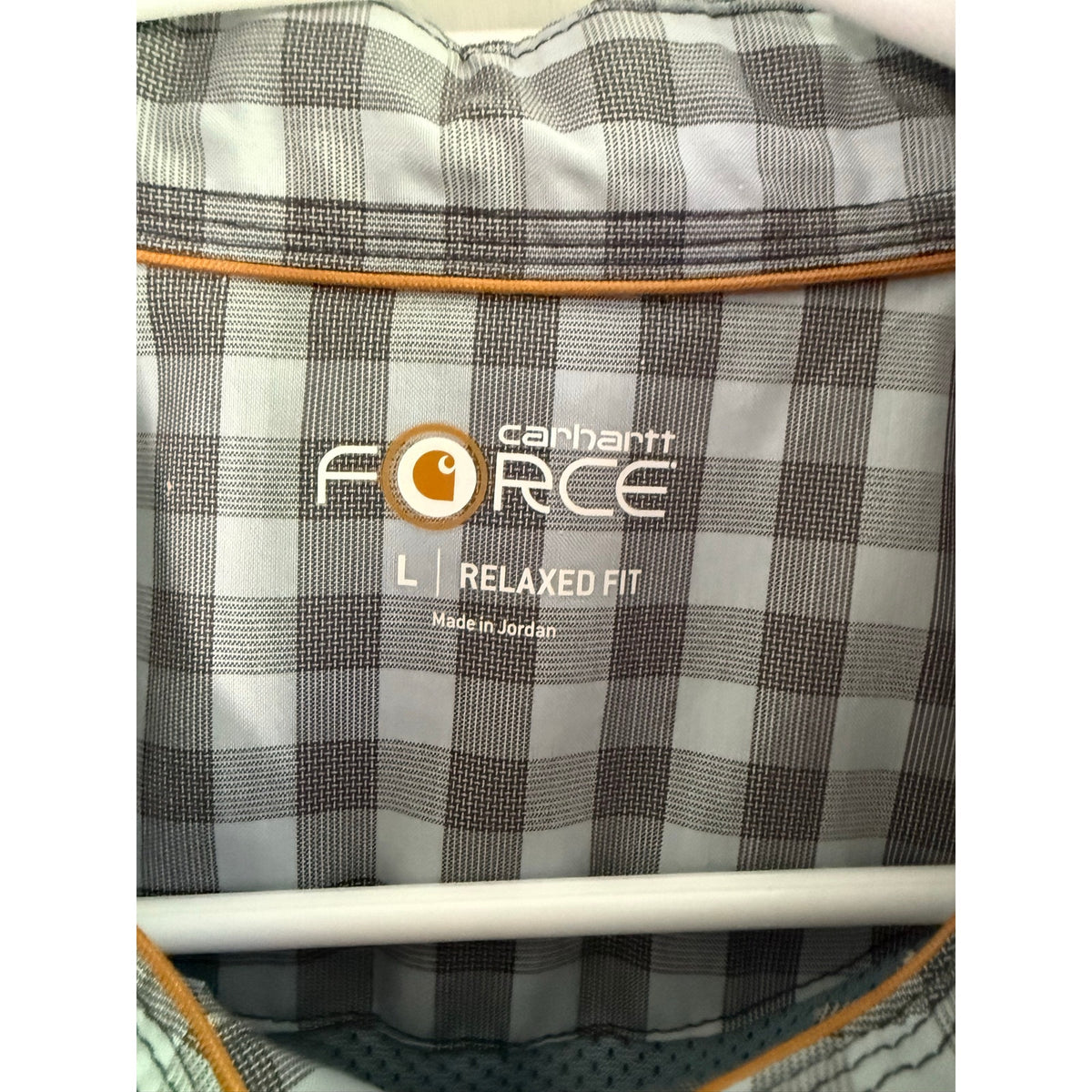 Carhartt Force Plaid Shirt Short Sleeve Mens Large L Button Up Workwear EUC