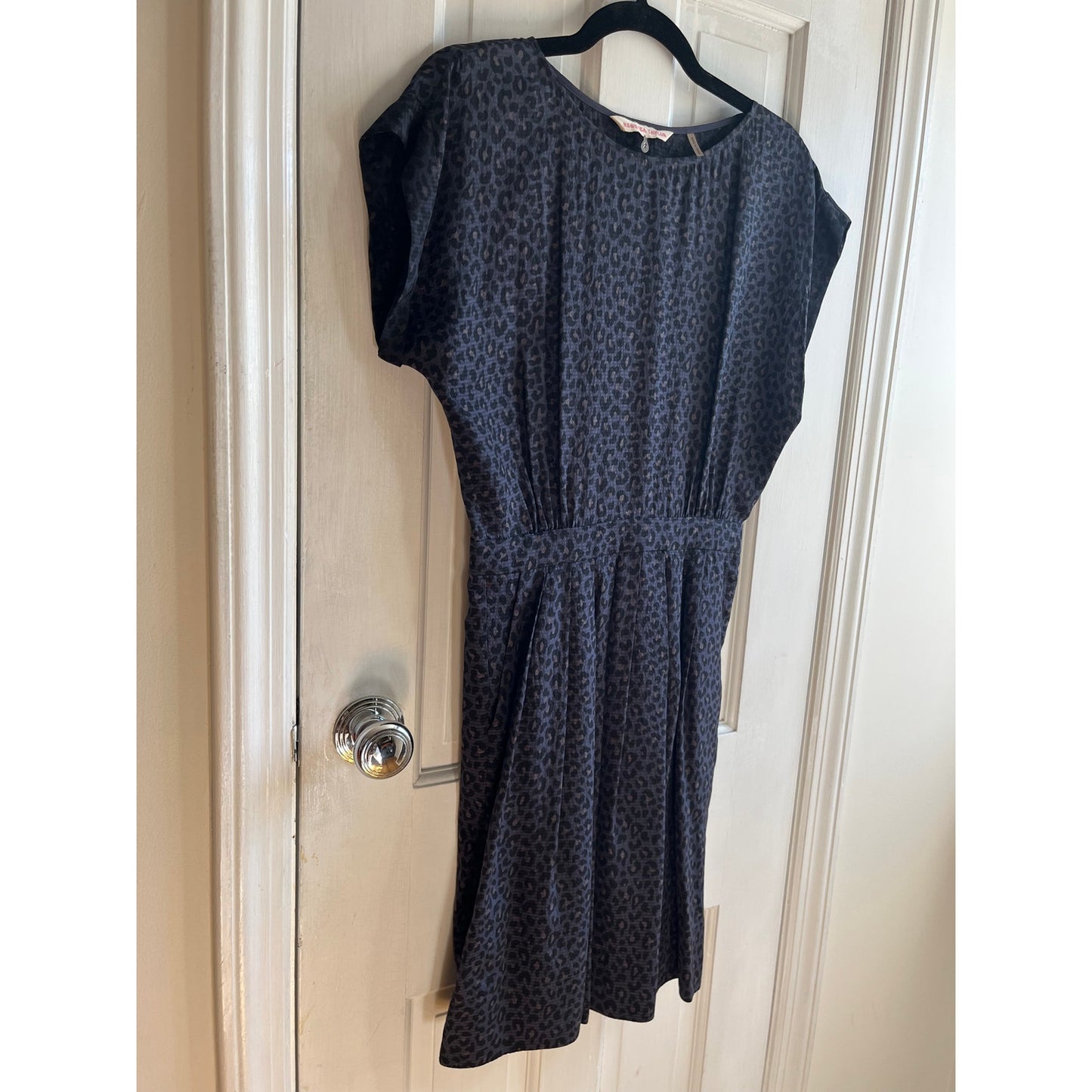 Rebecca Taylor Silk Leopard Print Mini Dress - Blue & Black Animal Print - Sz 2