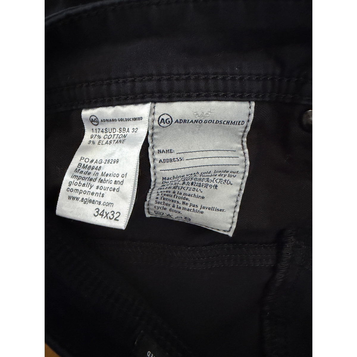 AG Adriano Goldschmied The Graduate Tailored Leg Mens Jeans 34x32 Super Black