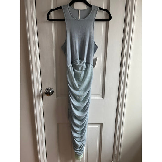 Anthropologie Ruched Mesh Midi Dress XS • Soft Blue Aesthetic • Viral Tank Silhouette