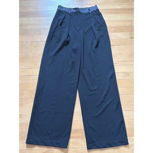 Aqua x Maeve Reilly High Rise Wide Leg Black Pants - Size Medium - Chic Workwear