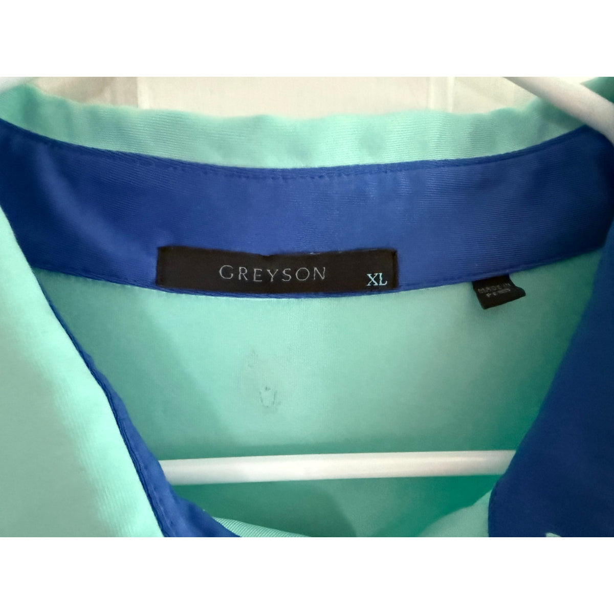 Greyson Long Sleeve Golf Polo Shirt Teal Blue Performance Fabric Size XL EUC