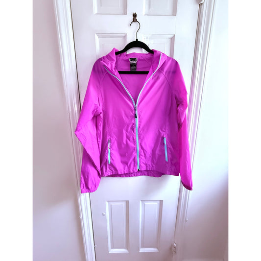 The North Face Bright Pink Hooded Windbreaker Rain Jacket Women's Large
