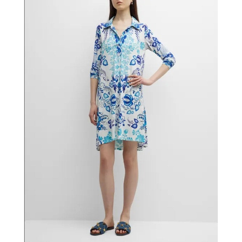 Johnny Was Farrow Botanical Polo Shift Dress 🌿 Sold Out Bamboo Mini Sz M ✨