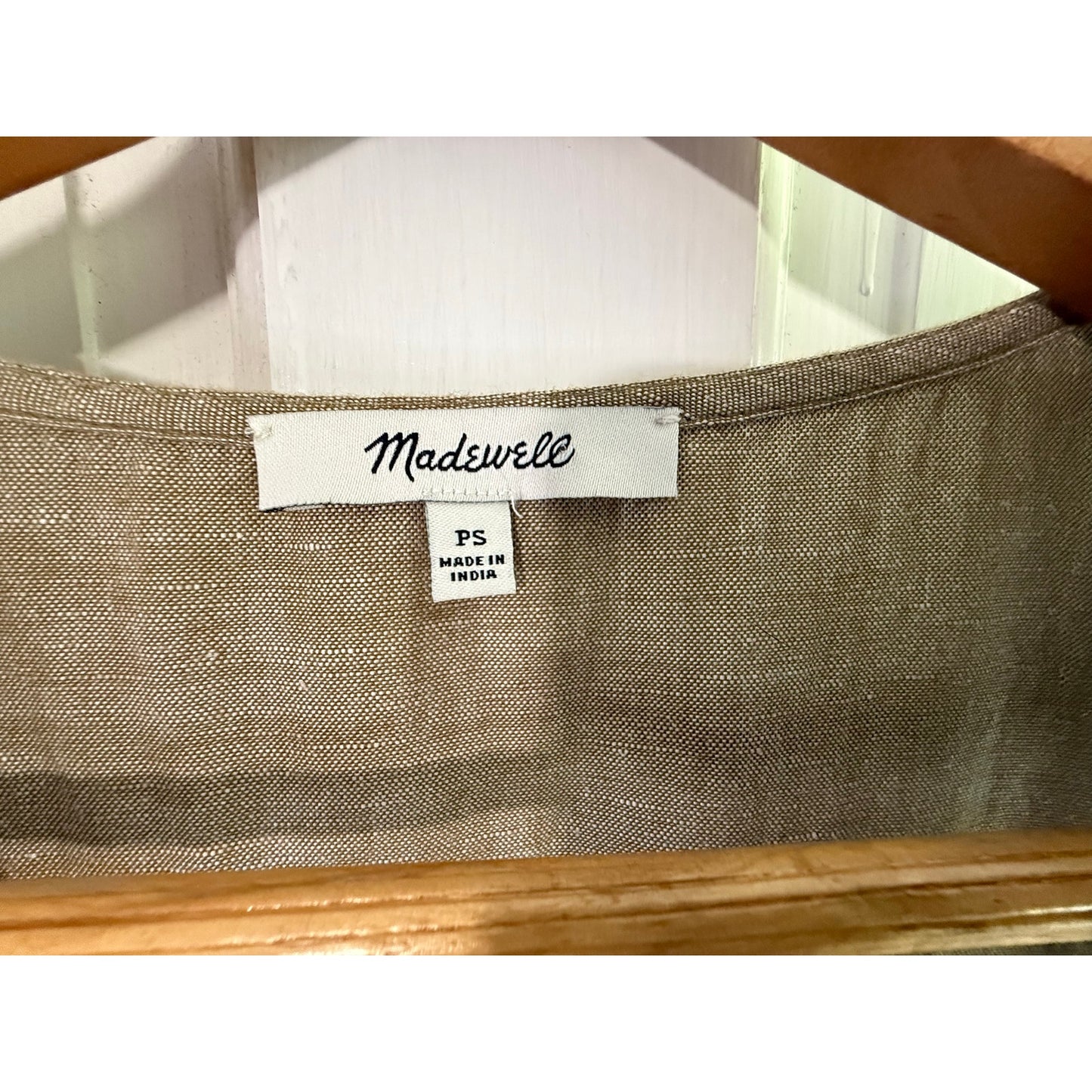 Madewell Sage Green Linen Blend Button Front Short Sleeve Dress Women's XS EUC