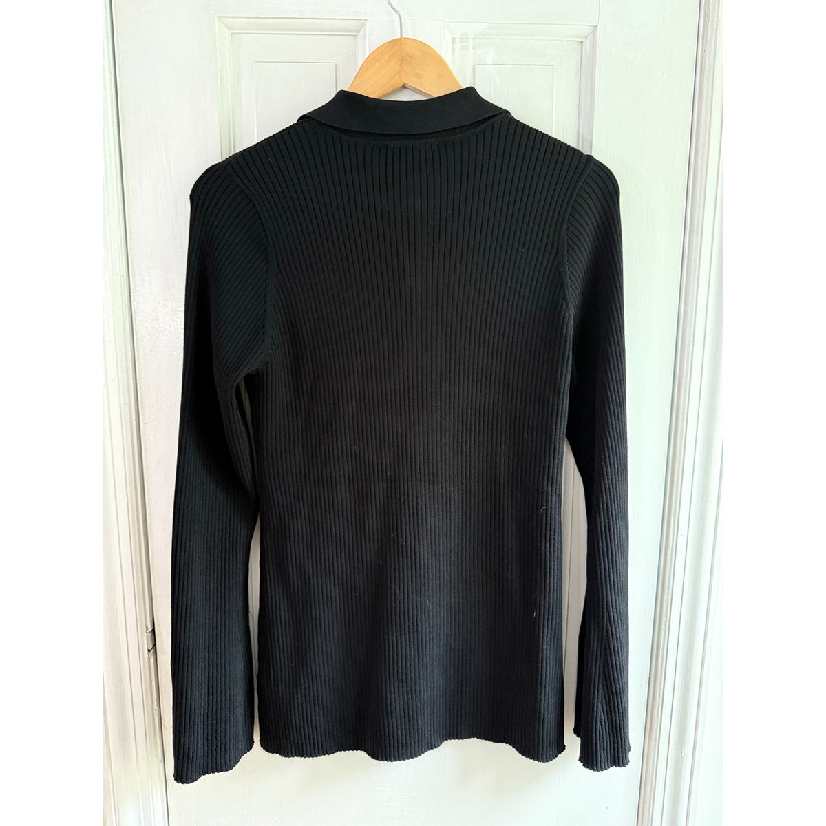 House of Harlow 1960 Ribbed Knit Cardigan Top Womens Large Black Button Front L