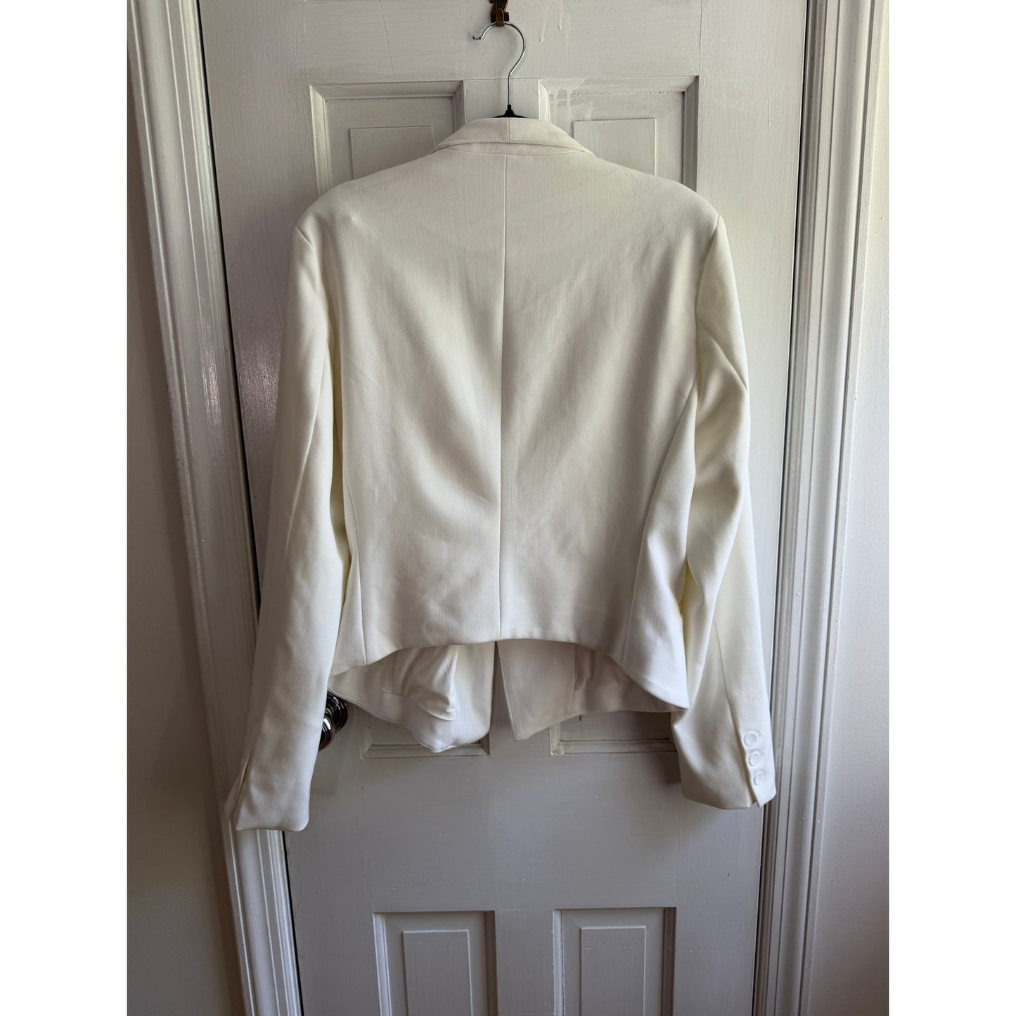 BlankNYC Women's XL Off White Shawl Collar Blazer Cropped Open Front Jacket EUC