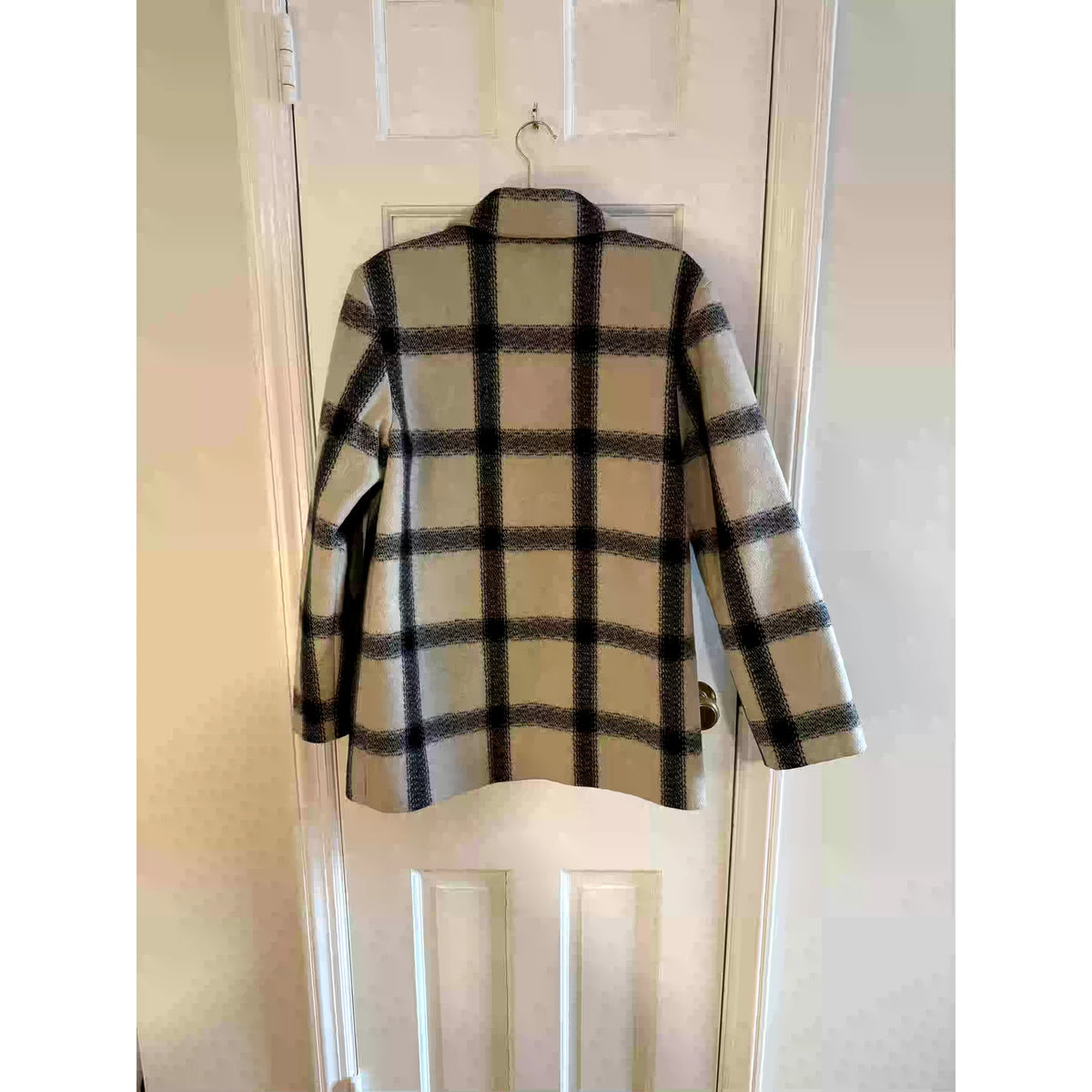 A.P.C. Black & White Men's Houndstooth Wool Coat Medium