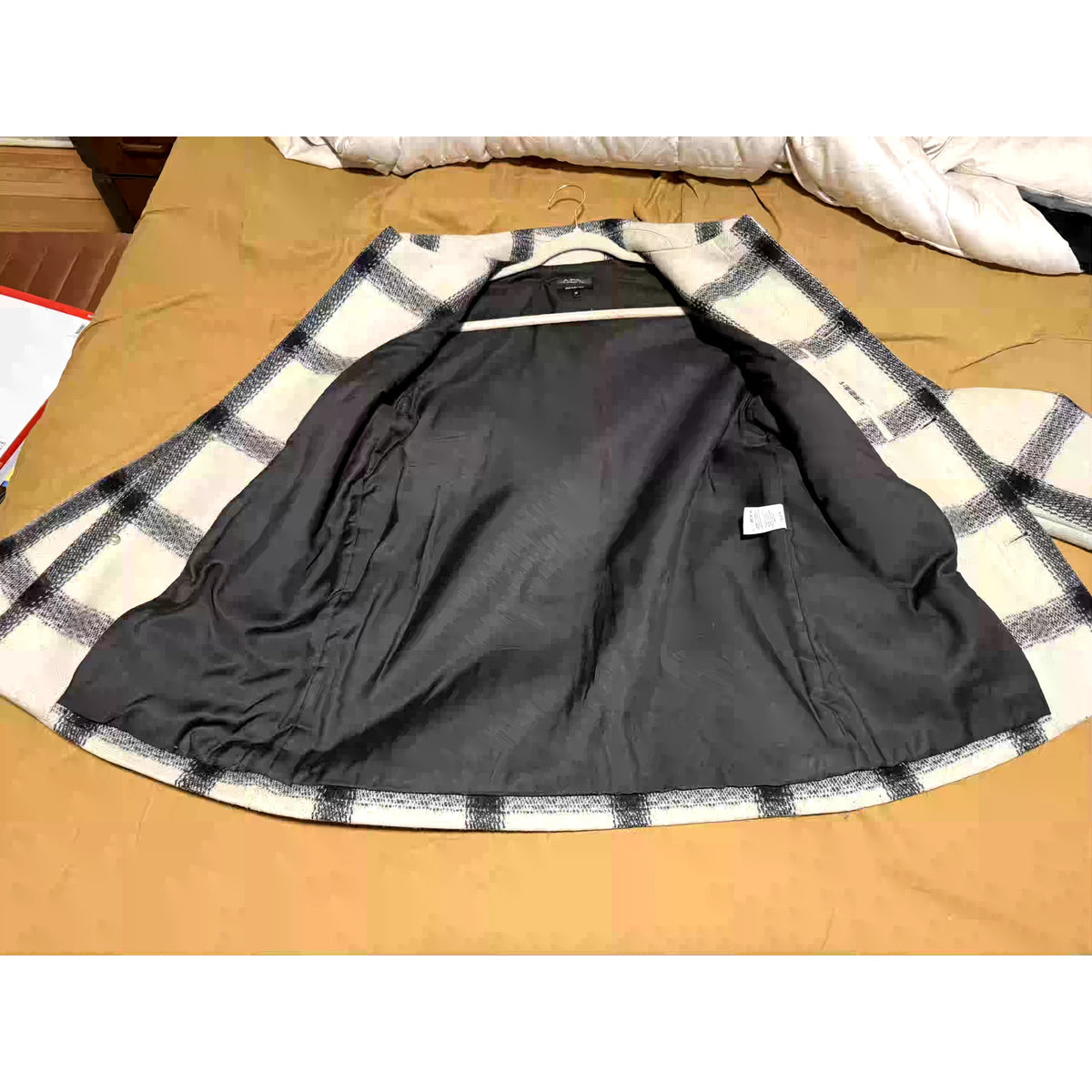 A.P.C. Black & White Men's Houndstooth Wool Coat Medium