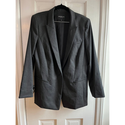 Lafayette 148 New York 100% Virgin Wool Dark Grey Blazer 14 EUC