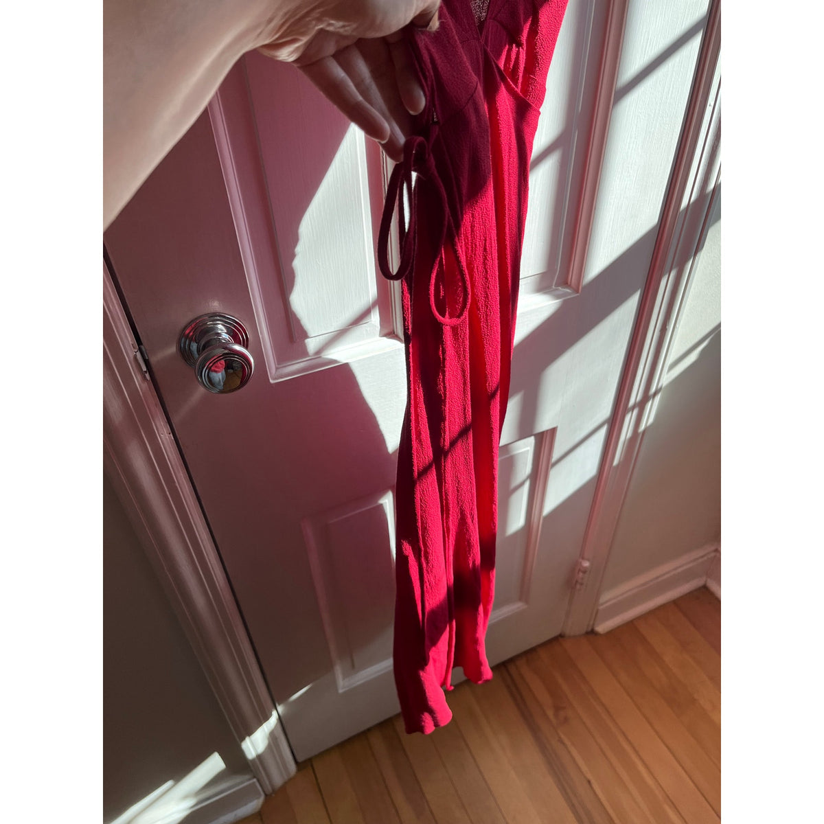 Reformation Red Wrap Midi Dress XS | Sexy Deep V Neck Sleeveless Crepe | US Made