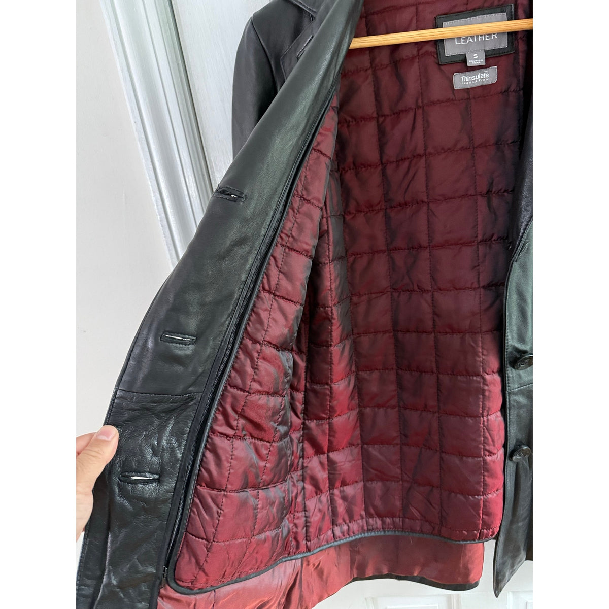Vintage Wilsons Leather Thinsulate Coat Jacket Small Black Quilted Liner Trench