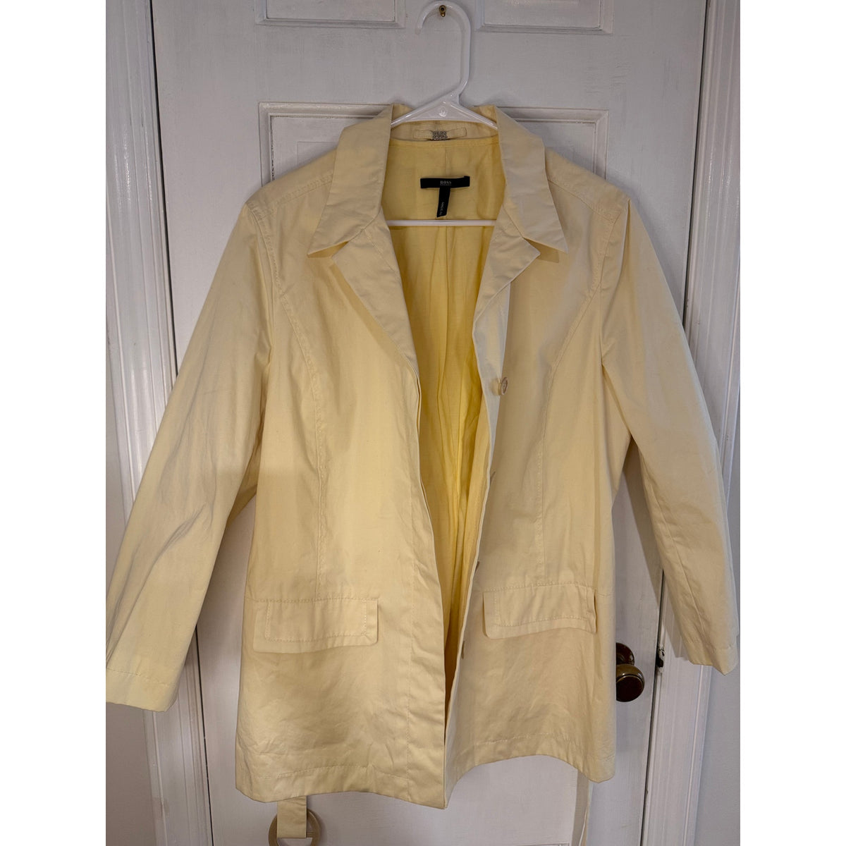 Hugo Boss Women's Canary Yellow Raincoat - Size 14