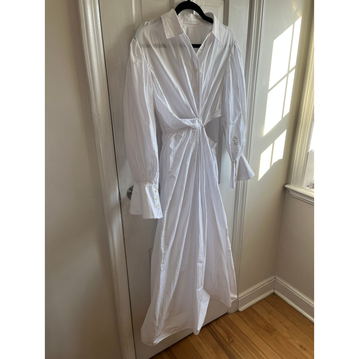 Jonathan Simkhai Fraya Plisse Poplin Cutout Maxi Dress White Size 0 Resort