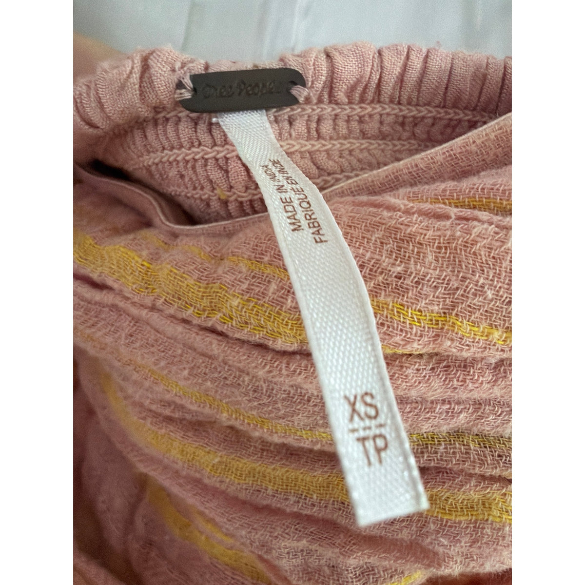 Free People Striped Strapless Smocked Maxi Dress XS Gauze Raw Hem