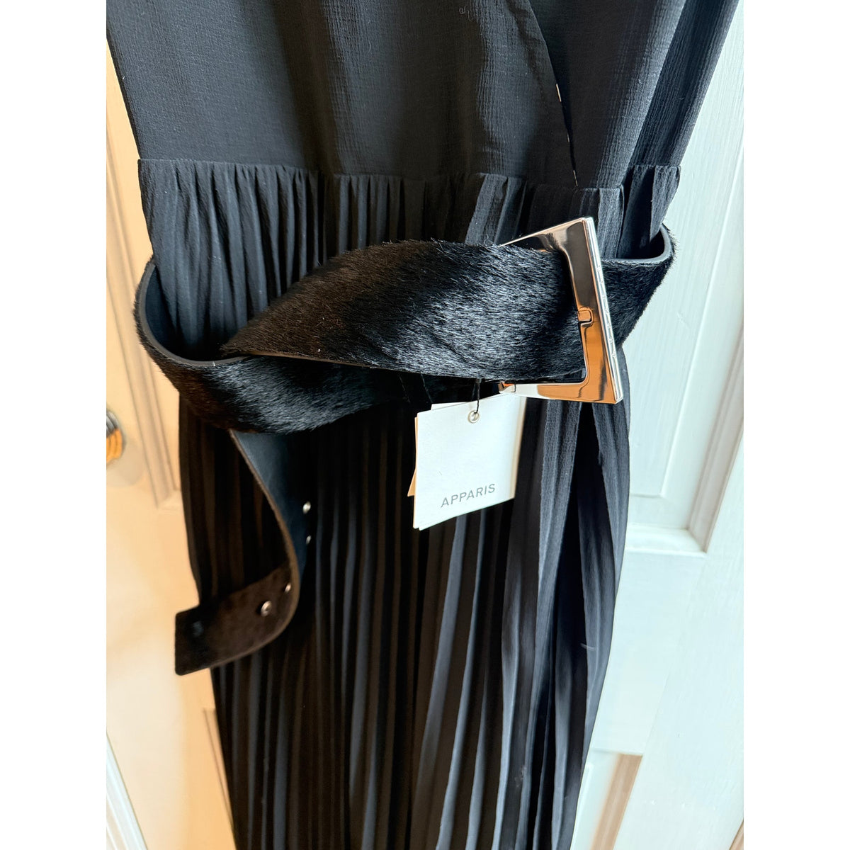 Apparis Blaze Faux Pony Hair Belt - Black - NWT - Medium