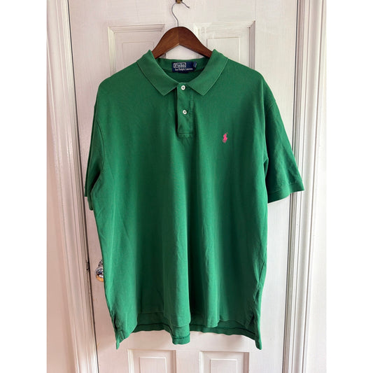 Polo Ralph Lauren Green Polo Shirt Men's Pink Pony XXL