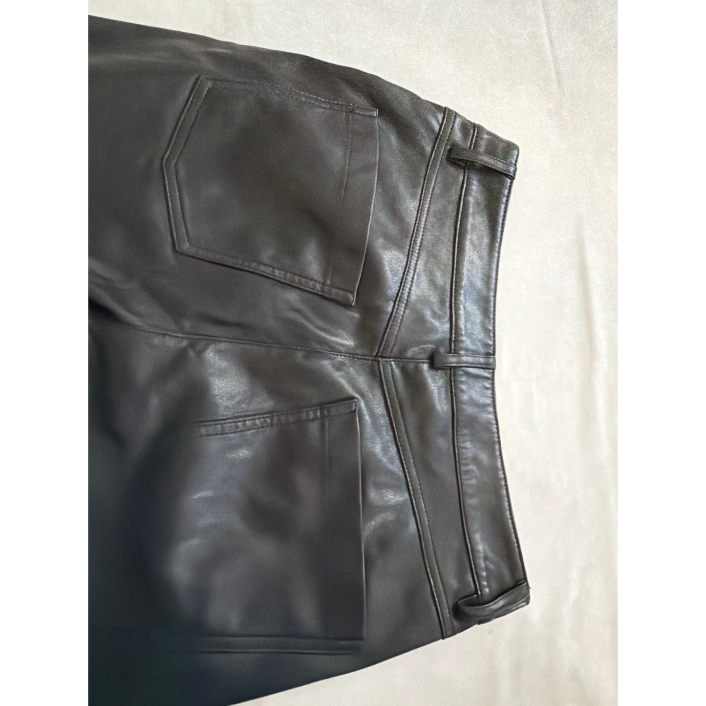 7 For All Mankind High-Rise Black Faux Leather Split Hem Pants Size Small