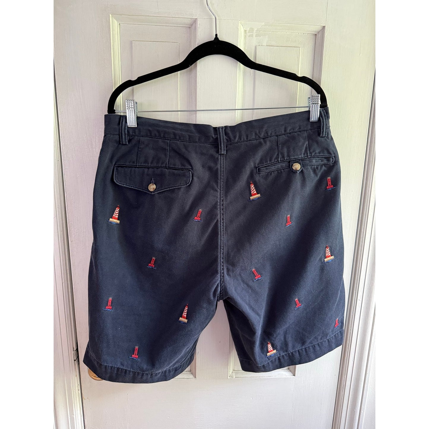 Polo Ralph Lauren Mens Shorts 34 Blue Bedford Chino Embroidered Lighthouse