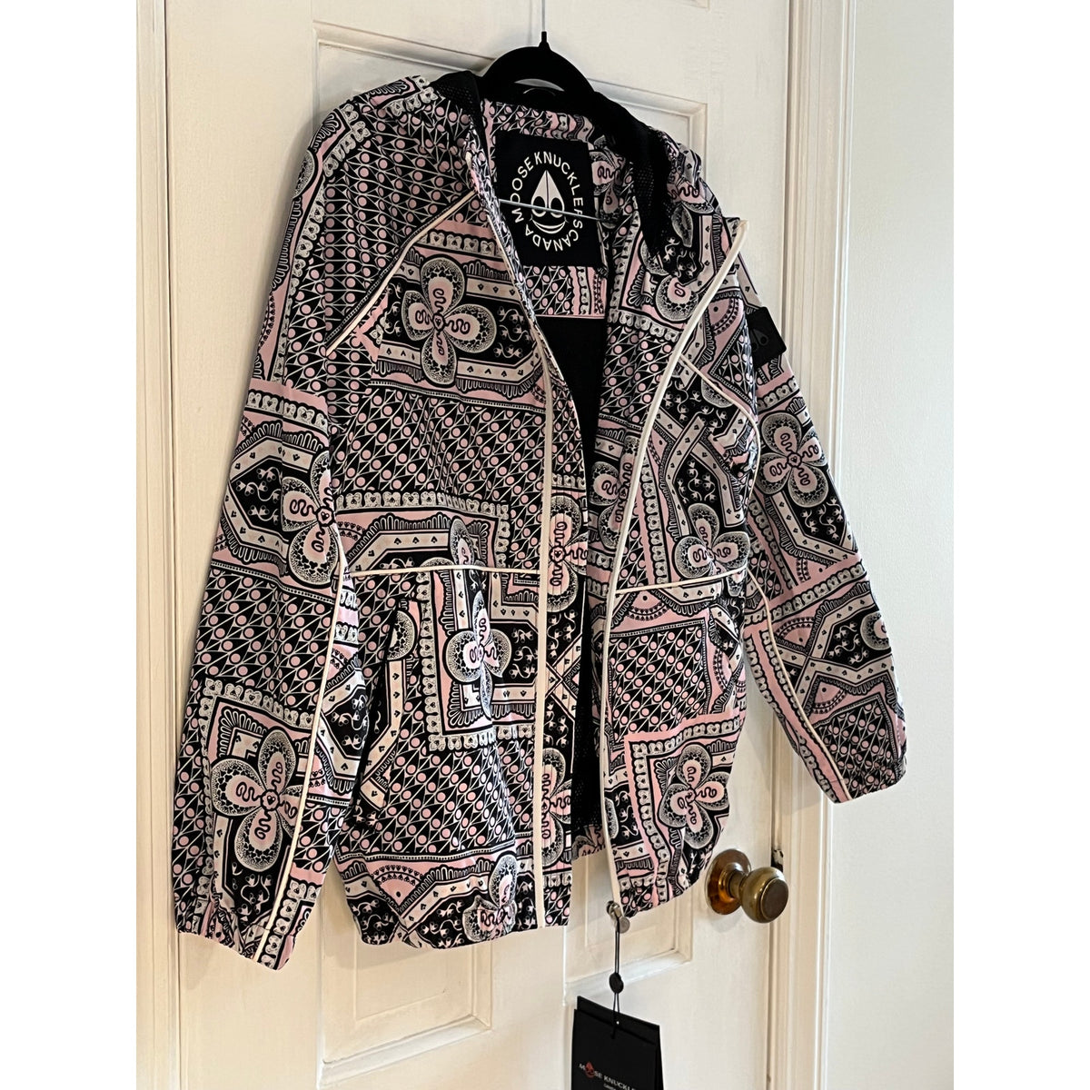 NWT Moose Knuckles Girls Pink Bandana Print Windbreaker | Size M, 10/12