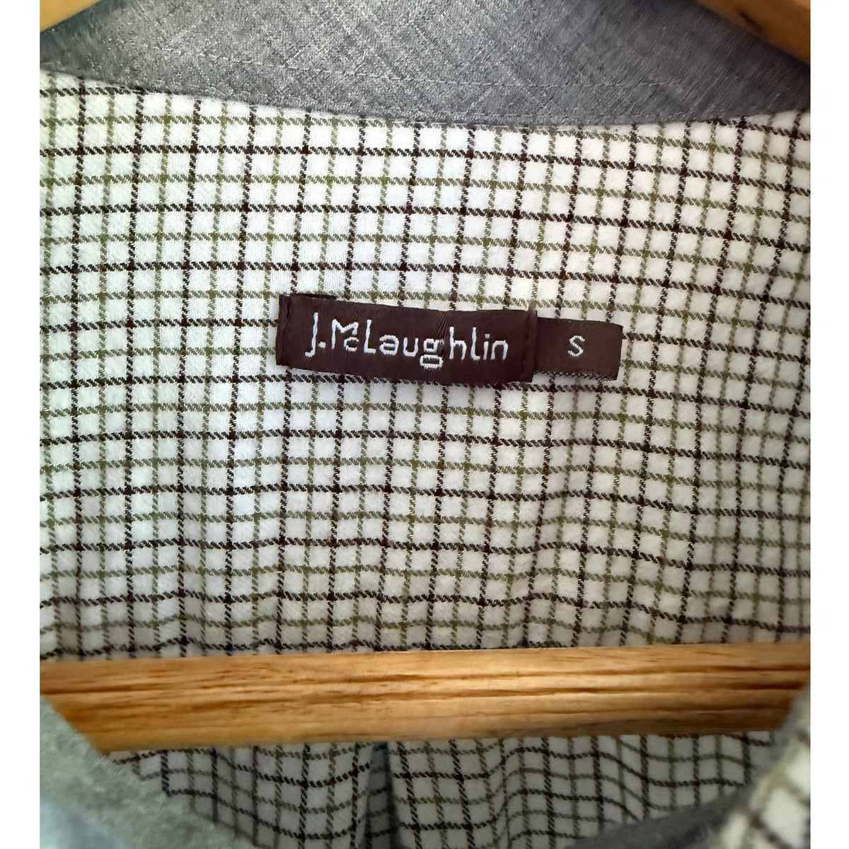 J Mclaughlin Button Down White Brown Check Size Small