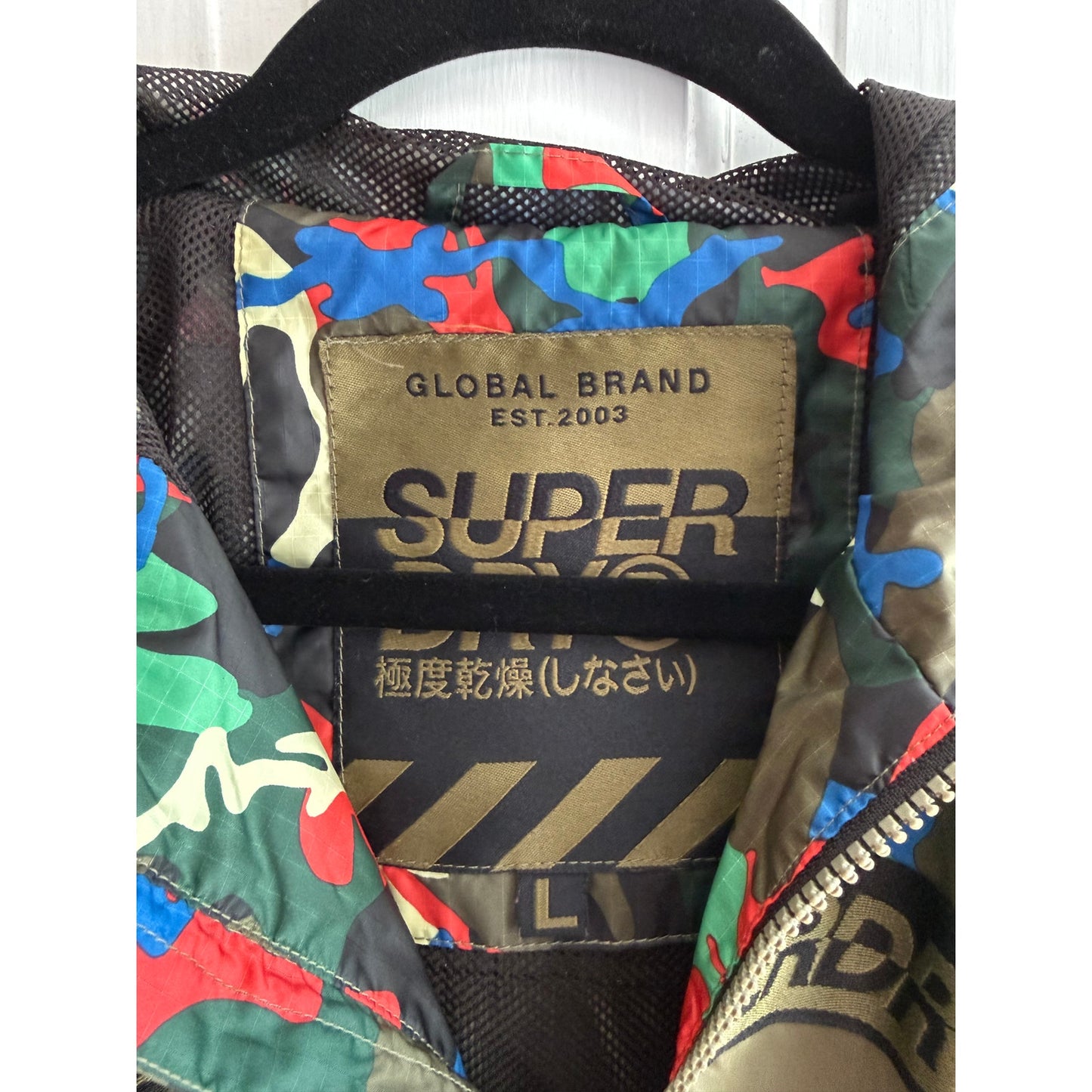 Superdry Hawk Colour Block Cagoule Jacket M50015ST - Men's Large - Multi Camo EUC
